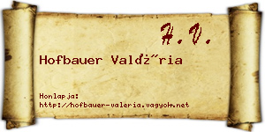 Hofbauer Valéria névjegykártya